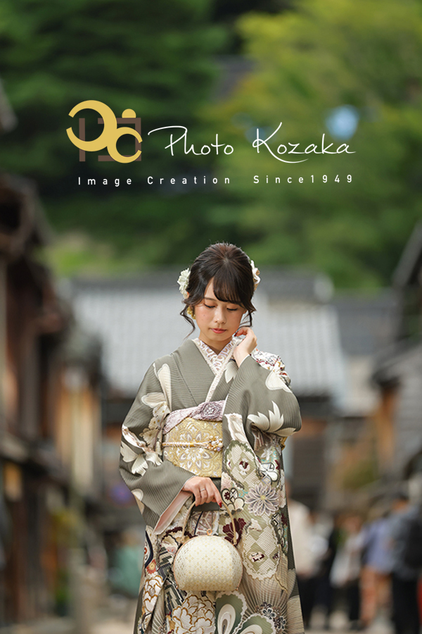 ひがし茶屋街　成人式前撮り　振袖レンタル